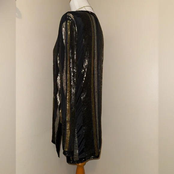 Free People Bianca Striped Sequin/Beaded Open Front Jacket,Size-Small - Picture 9 of 14